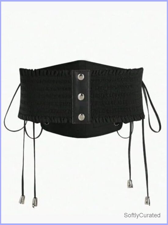 5.9 Wide Elastic Corset Belt with Lace-Up Front and Snap Closure
